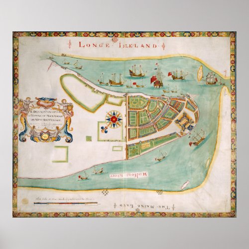 Historical Map of New York City 1664 Poster