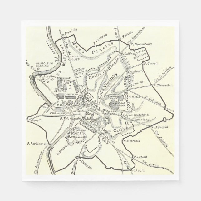 Historical Map of the City of Rome Napkins (Front)