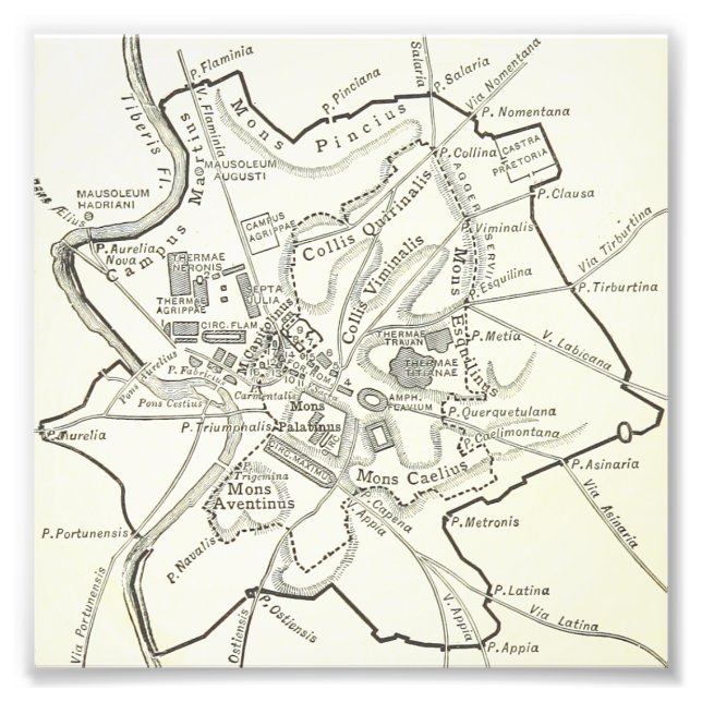 Historical Map of the City of Rome Photo Print (Front)
