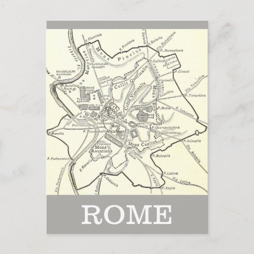 Historical Map of the City of Rome Postcard