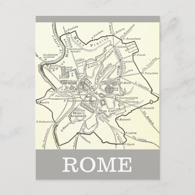 Historical Map of the City of Rome Postcard (Front)