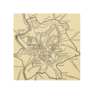 Historical Map of the City of Rome Wood Wall Art