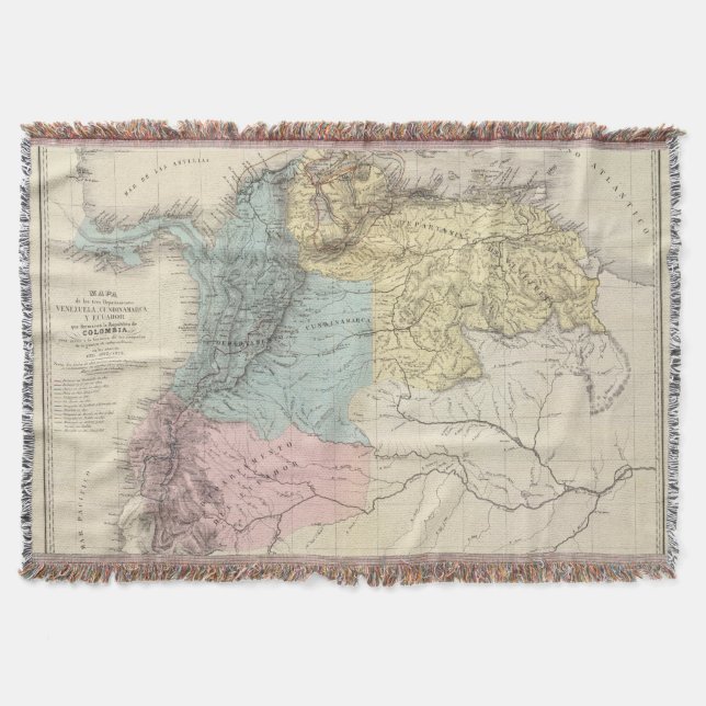 Historical Military Maps of Venezuela Throw Blanket (Front)