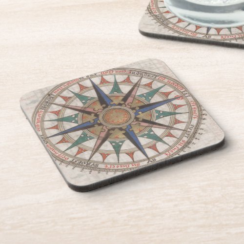 Historical Nautical Compass 1543 Beverage Coaster