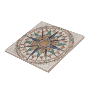 Compass Rose  Stone mosaic, Mosaic tile fireplace, Mosaic