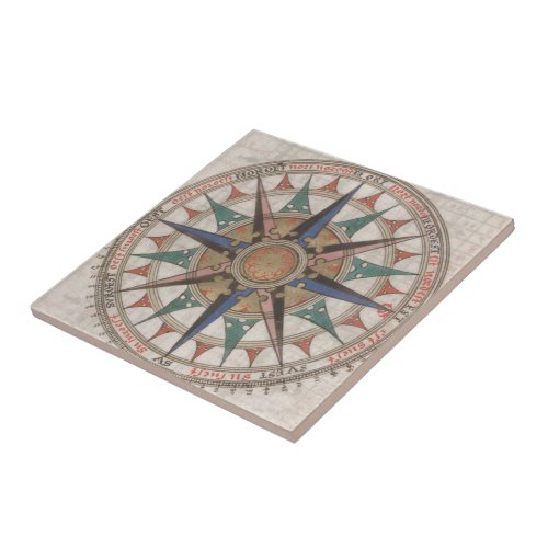 Historical Nautical Compass 1543 Ceramic Tile