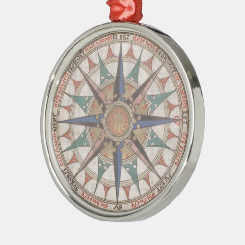 Historical Nautical Compass 1543 Metal Ornament
