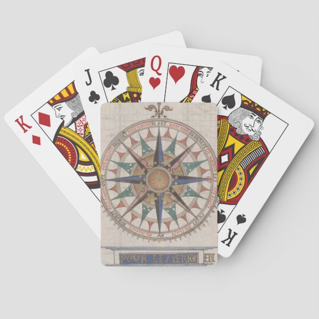 Historical Nautical Compass (1543) Poker Cards (Back)