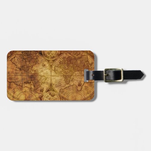 Historical Old Antique World Map Luggage Tag