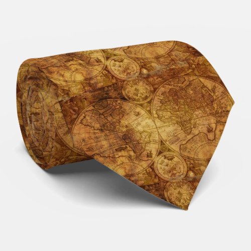 Historical Old Antique World Map Tie