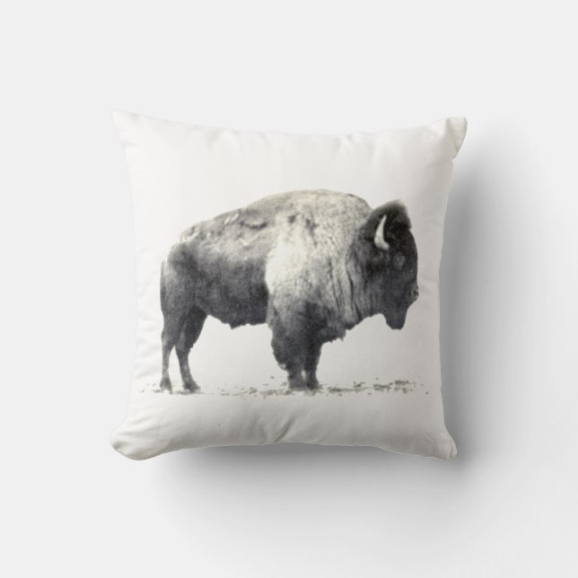 Historical Photograph of American Bison Throw Pillow (Front)
