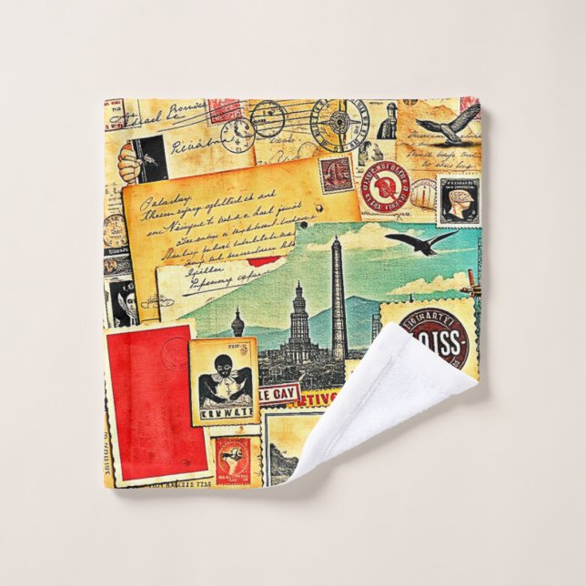Historical Postal Journey Bath Towel Set (Wash Cloth)