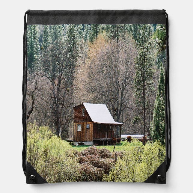 Historical Potato Creek Log Cabin..... Drawstring Bag (Front)