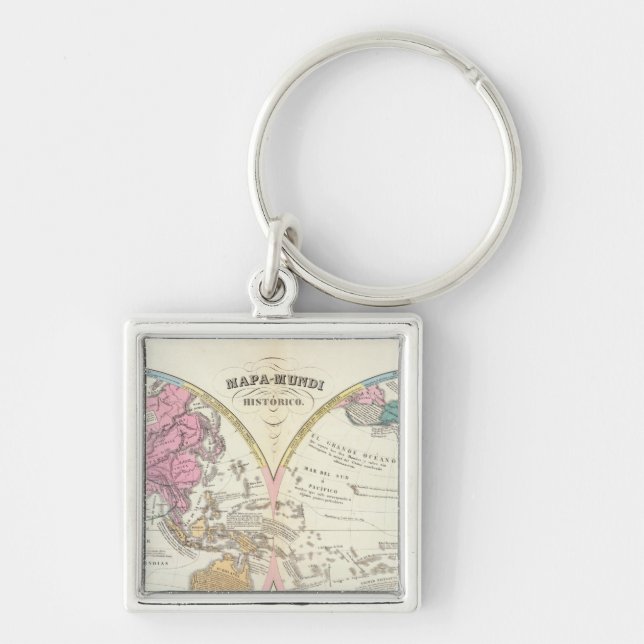 Historical World Map 3 Keychain (Front)
