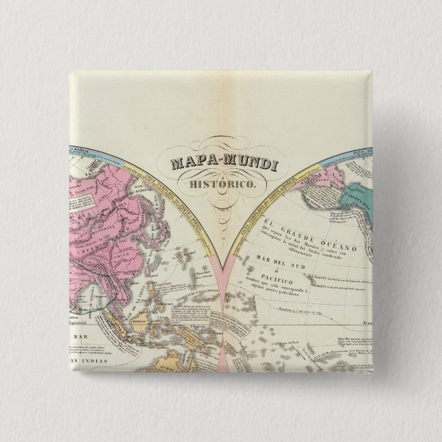 Historical World Map 3 Pinback Button (Front)