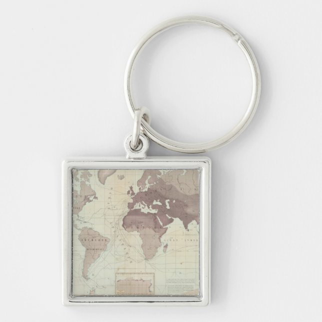 Historical World Map Keychain (Front)