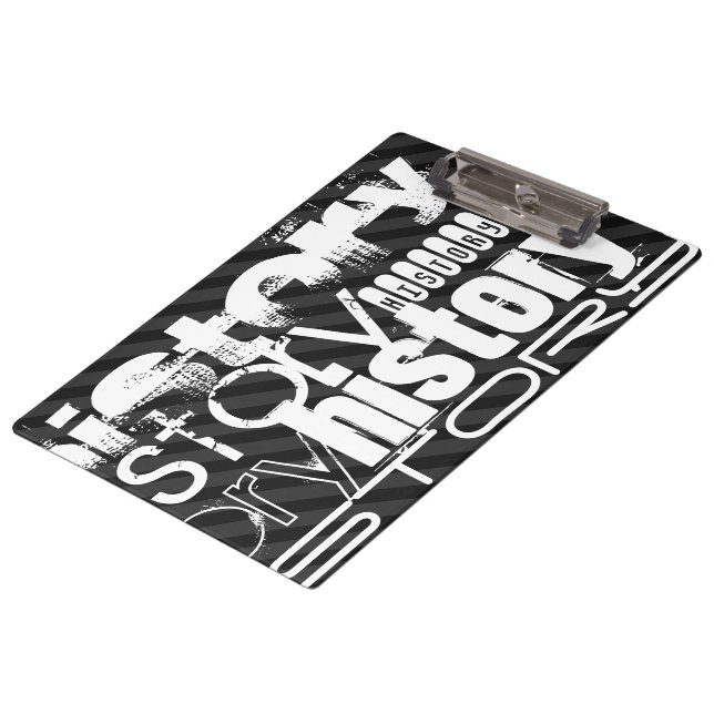History; Black & Dark Gray Stripes Clipboard (Angled)
