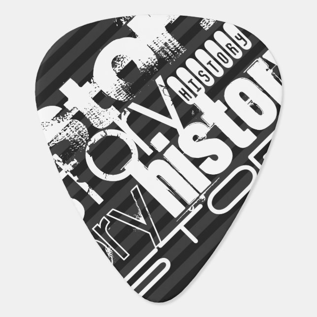 History; Black & Dark Gray Stripes Guitar Pick (Back)