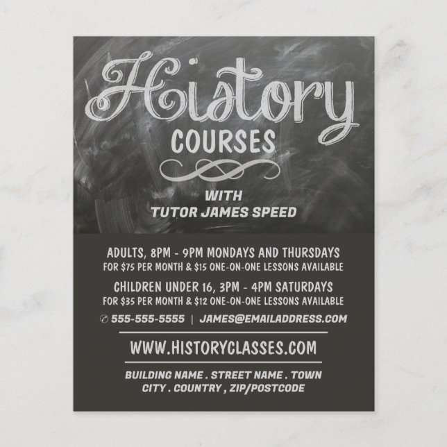 History Blackboard, History Course Advertising Flyer (Front)