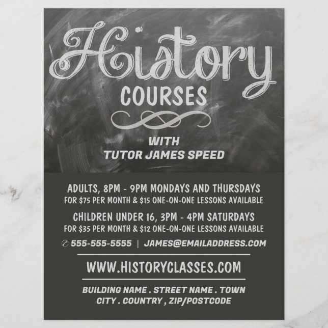History Blackboard, History Course Advertising Flyer (Front)