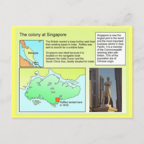 History  Colony at Singapore Postcard