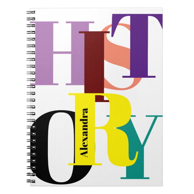 "HISTORY" colorful personalized Notebook (Front)