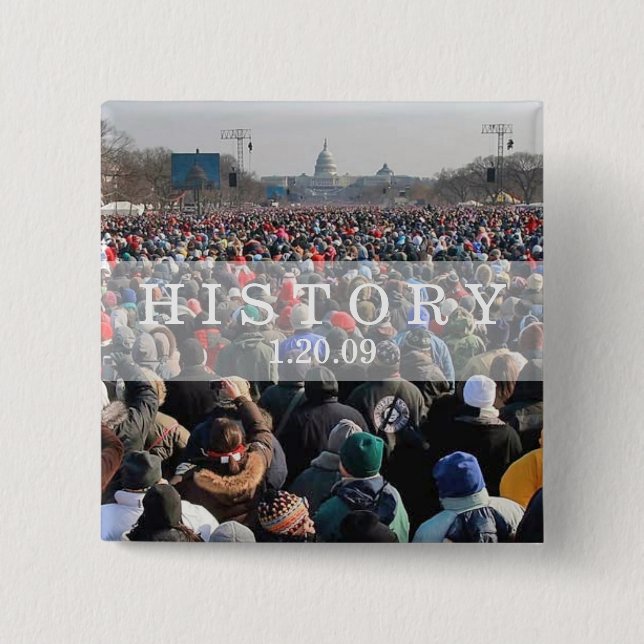 HISTORY: Crowd at Inauguration Ceremony Pinback Button (Front)