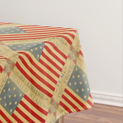 History First American Flag Vintage USA Patriotic Tablecloth