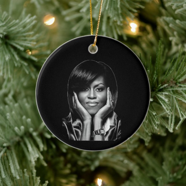HISTORY IS MADE MICHELLE OBAMA CERAMIC ORNAMENT (Tree)