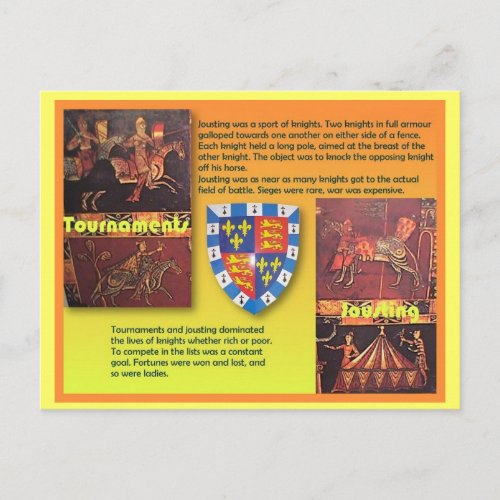 History Medieval tournaments Postcard