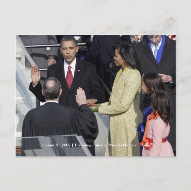 HISTORY: Obama Family at Inauguration Ceremony Postcard (Front)