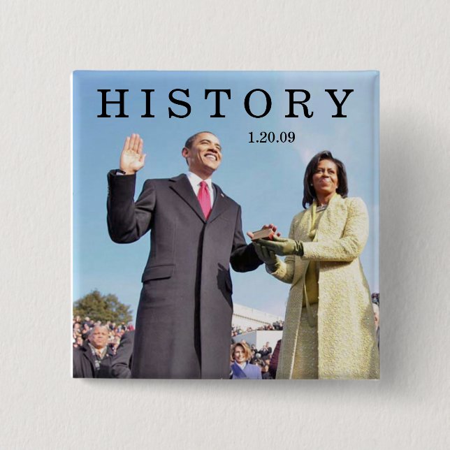 HISTORY: Obama Swearing In Inauguration Ceremony Pinback Button (Front)