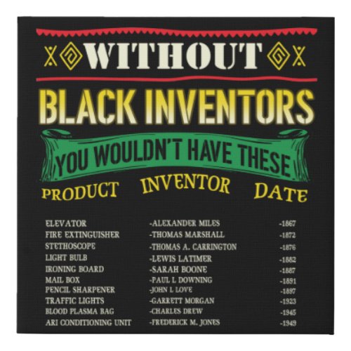 History Of Black Inventors Black History Month Faux Canvas Print