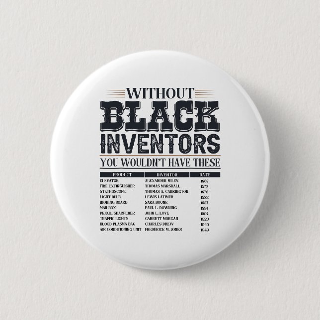 History Of Forgotten Black Inventors Black History Button (Front)