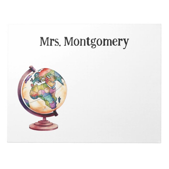 History or Geography Teacher Appreciation Gift Notepad (Front)
