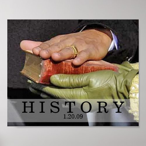 HISTORY President Obama Hand on Lincoln Bible Poster