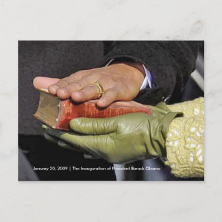 HISTORY: President Obama's Hand on Lincoln Bible Postcard
