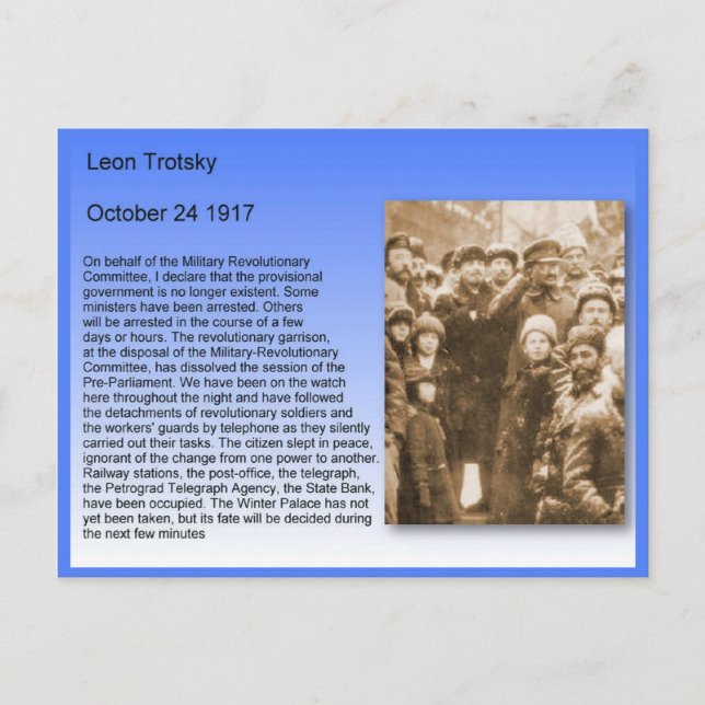 History,  Russian Revolution, Trotsky Speech 1917 Postcard (Front)
