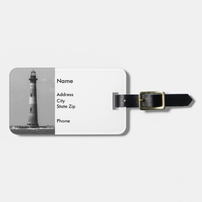 History Stands Tall Grayscale Luggage Tag (Front Horizontal)