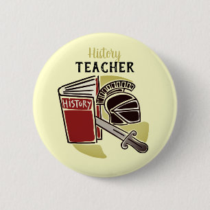History Teacher Book Armor Sword Pinback Button