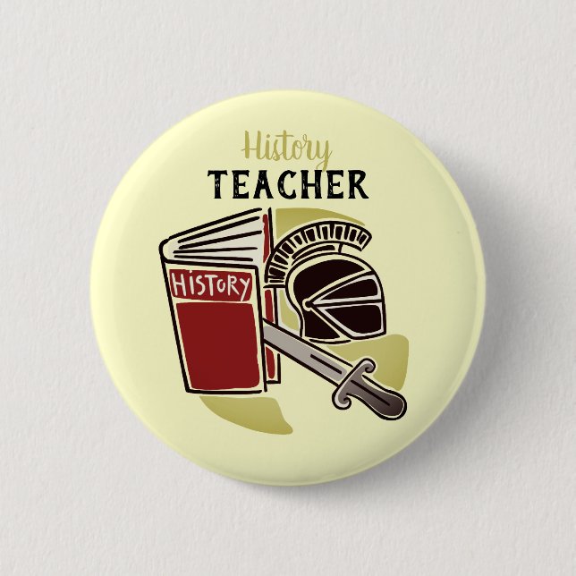 History Teacher Book Armor Sword Pinback Button (Front)