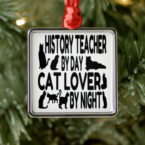 History Teacher Loves Cats Metal Ornament