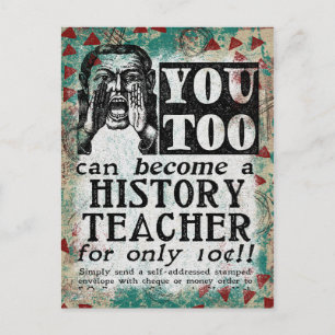 History Teacher Postcard - Funny Vintage Retro