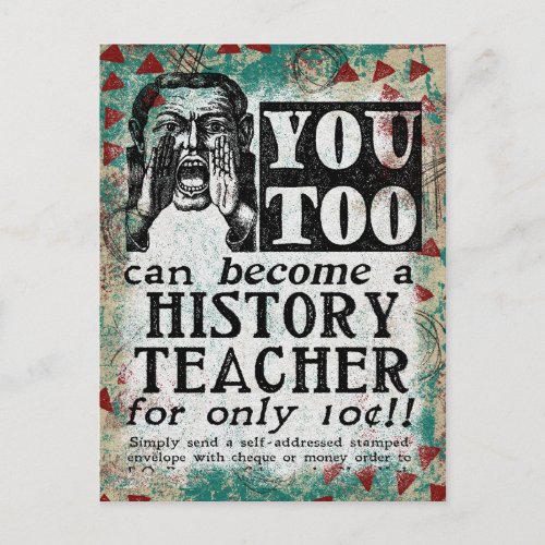 History Teacher Postcard _ Funny Vintage Retro