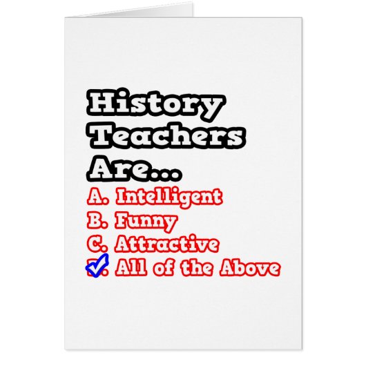 History Teacher Quiz...Joke Cards (Front)