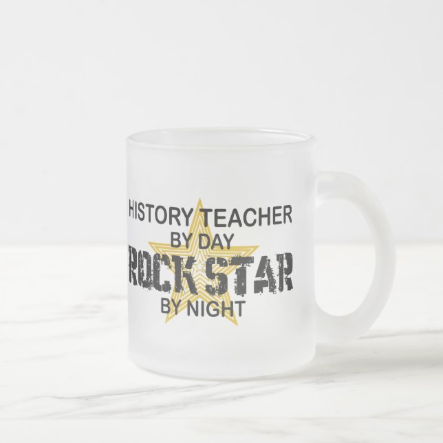 History Teacher Rock Star Frosted Glass Coffee Mug (Right)