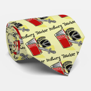 History Teacher Sword Book Knight Neck Tie