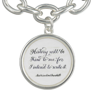 History will be kind motivational quote typography charm bracelet
