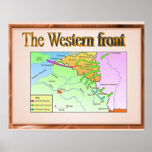 History World War I Western front map Poster