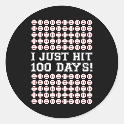 Hit 100 Days Of School Baseball Teacher Boys 100th Classic Round Sticker